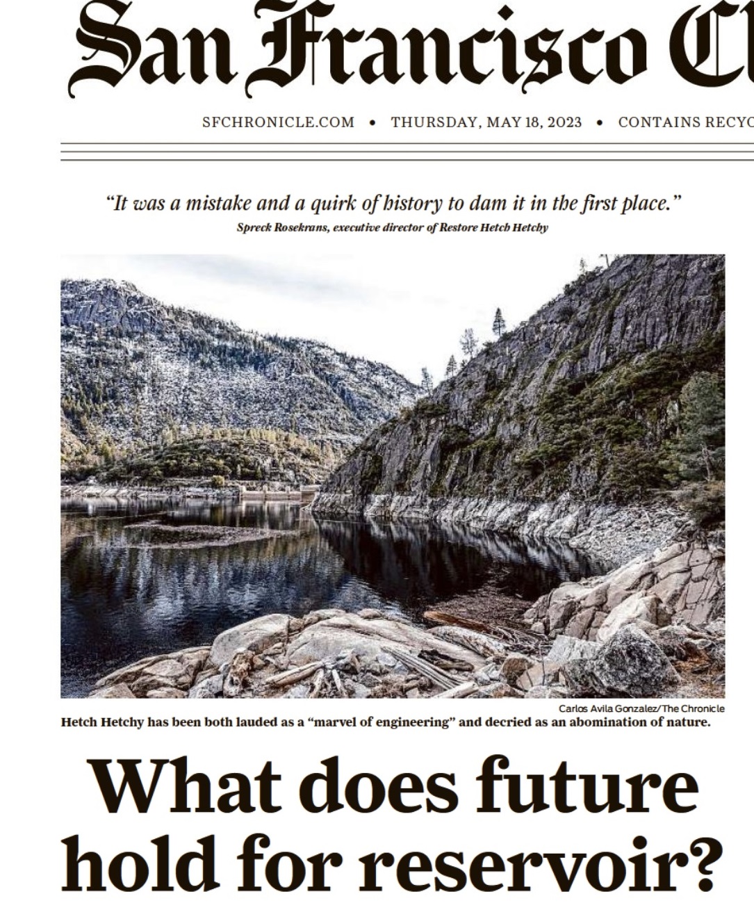 Thoughts On San Francisco Chronicle Re: Hetch Hetchy’s Next 100 Years ...